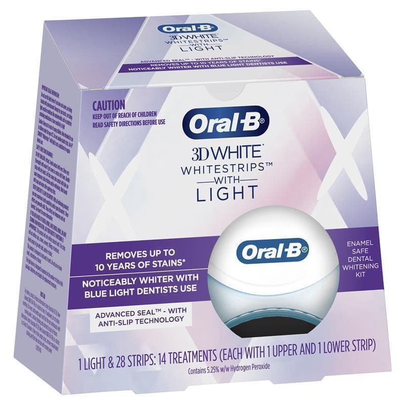 Oral B 3D White Strips Teeth Whitening 14 Treatments + LED Light Kit